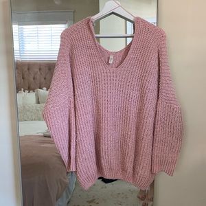 Pink Elan V Neck Sweater